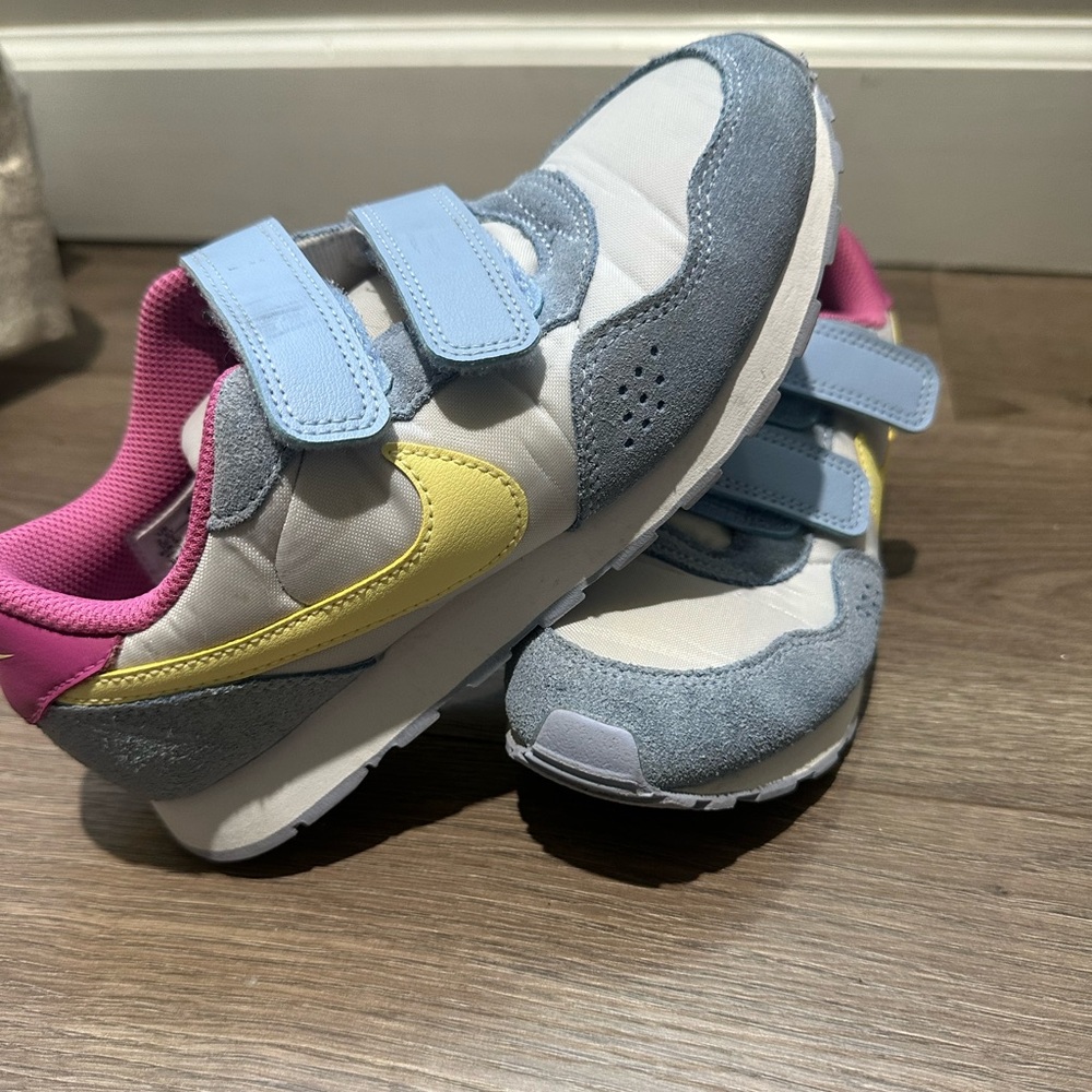 Nike Kids Light Blue, Pink & Yellow Velcro Casual Sneakers - Picture 2 of 15